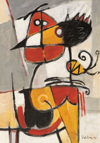 2004 - Bambino con uccello - Acrylic on canvas 35x50cm