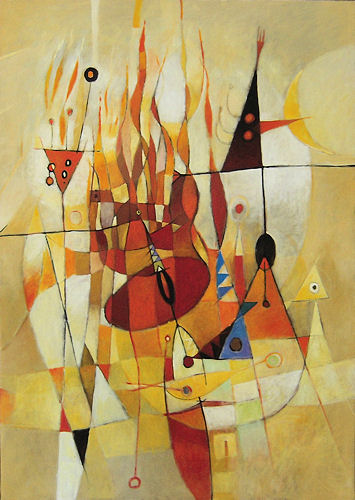 2005 - Il fuoco - Acrylic on canvas 140x300cm (triptyque)