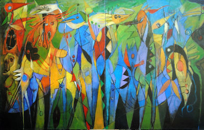 2015 - La foresta perduta, diptych - Acrylic on canvas 100x160cm